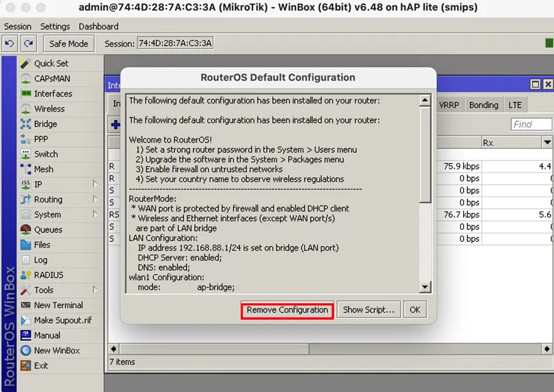 Remove Configuration Remove Configuration