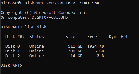 list disk list disk