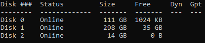 list disk list disk