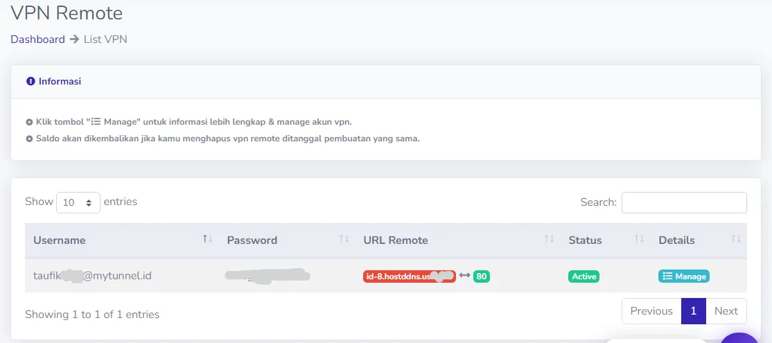 Detail Akun VPN Detail Akun VPN
