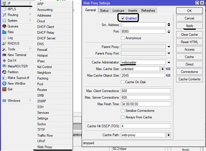 Enable Web Proxy Enable Web Proxy